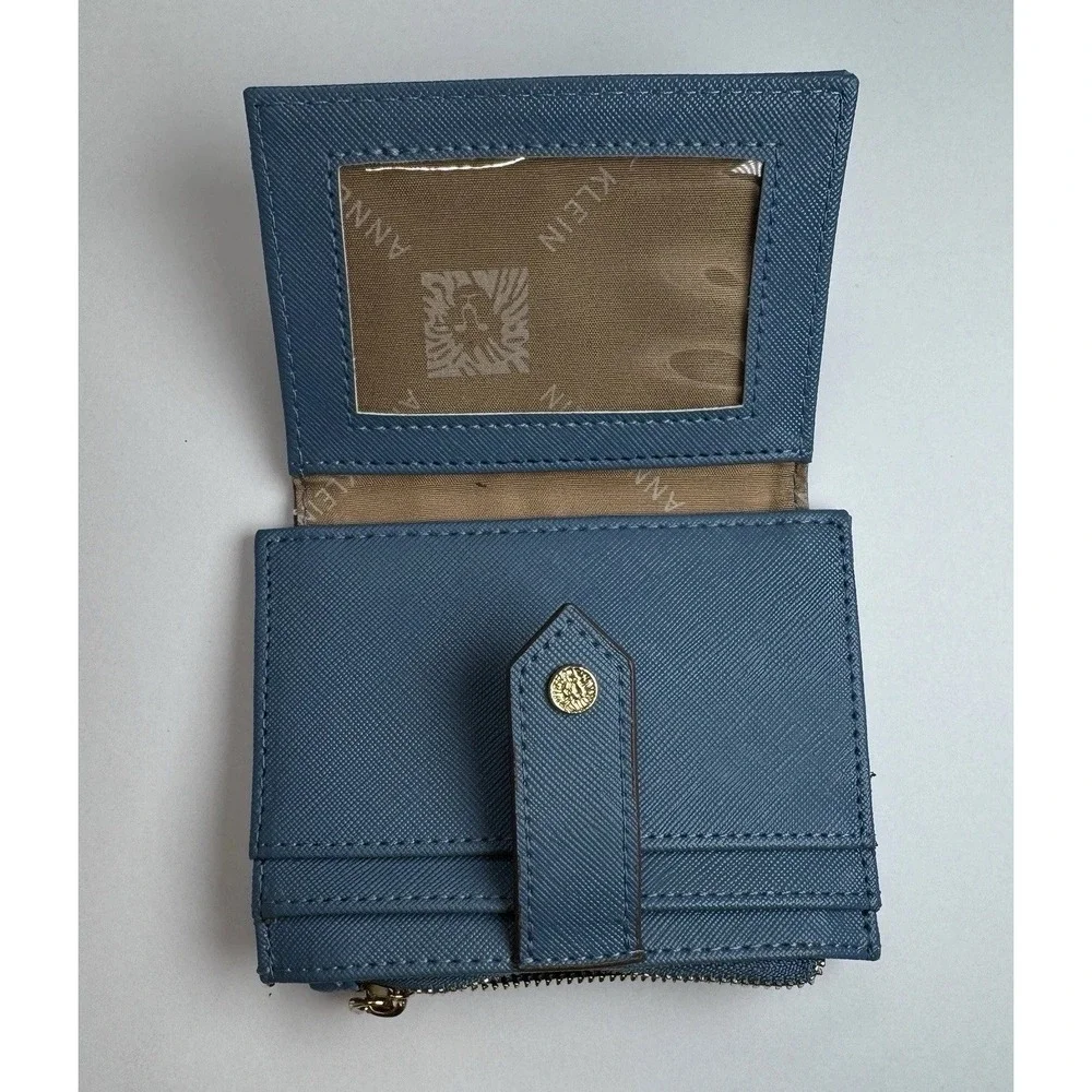 Anne Klein Mini Wallets‎ Lot Of 2 Black & Blue Card Holder Zip Coin Purse Set